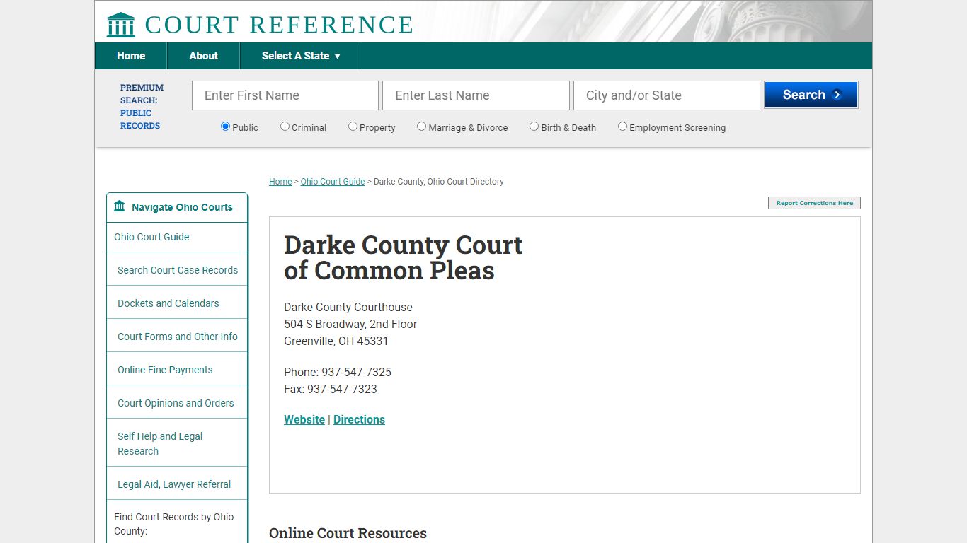 Darke County Court of Common Pleas - Court Records Directory